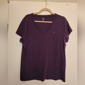 Tommy Hilfiger Deep Purple V-Neck Tee